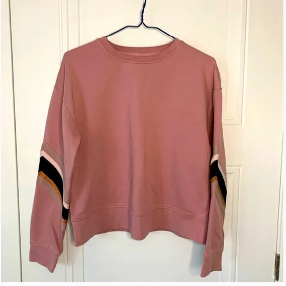 Ted Baker Jjordan Sweatshirt With Knitted Stripe Pale Pink size 2 nwot - Picture 8 of 13